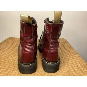 Dr. Martens Vegan Jadon II 8-Eye Platform Boots Cherry Red US Womens 10 Mens 9 Vegan Jadon II Cherry Red Oxford Rub Off Platform Boot  main image 4